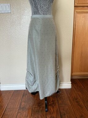 Emporio Armani *RARE* Pale Sage Embroidered Gathered/Pleated Hem Long Skirt
